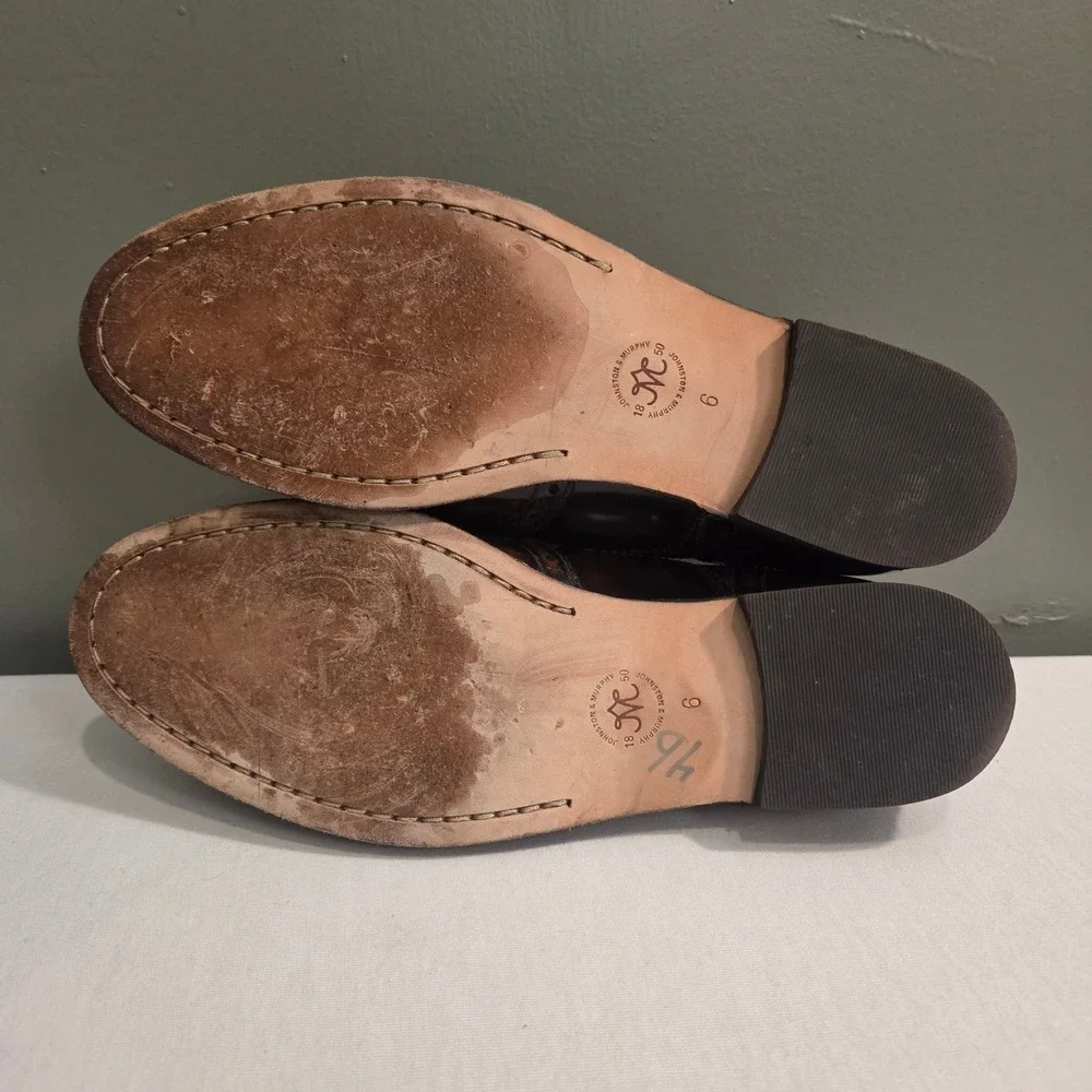 Johnston & Murphy Women's Brown Leather Wingtip Loafers Green‎ Velvet Laces